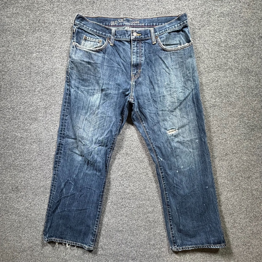 Vintage Old Navy Straight Jeans Men's 36x32 Blue Cotton Denim Loose Workwear